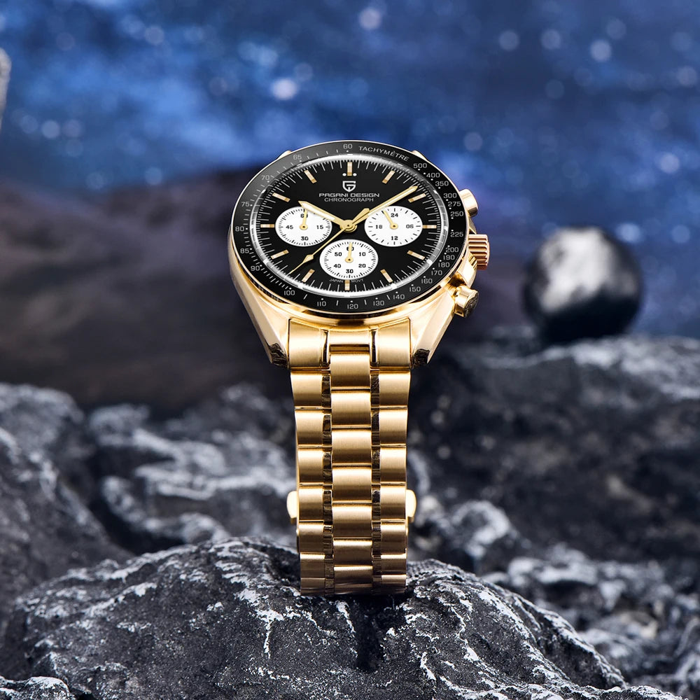 2026 New PAGANI DESIGN Golden Moon Mens Watches Luxury Quartz Watch Men Speed Sports Chronograph Man AR Sapphire Waterproof Gift