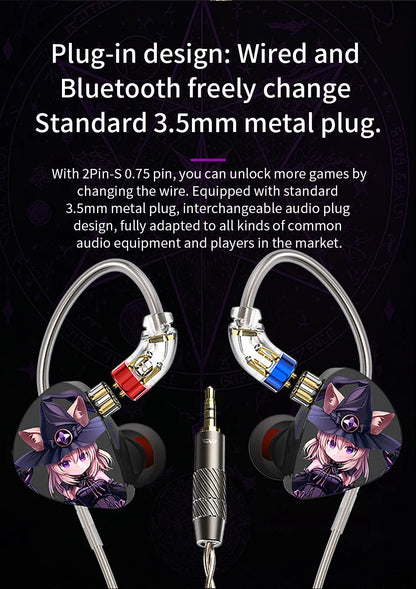 CVJ Night Elf In-Ear Wired Earphones – Dual-Channel 3.5mm HiFi Metal Earbuds with Silver-Plated Cable, High Sensitivity Bass Sound Earhook Headphones