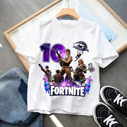 Fortnites Children Birthday Number T Shirt Girls Boys Summer Clothes Baby Cotton Tee Shirts Party Short Sleeve Tops Toddler Gift
