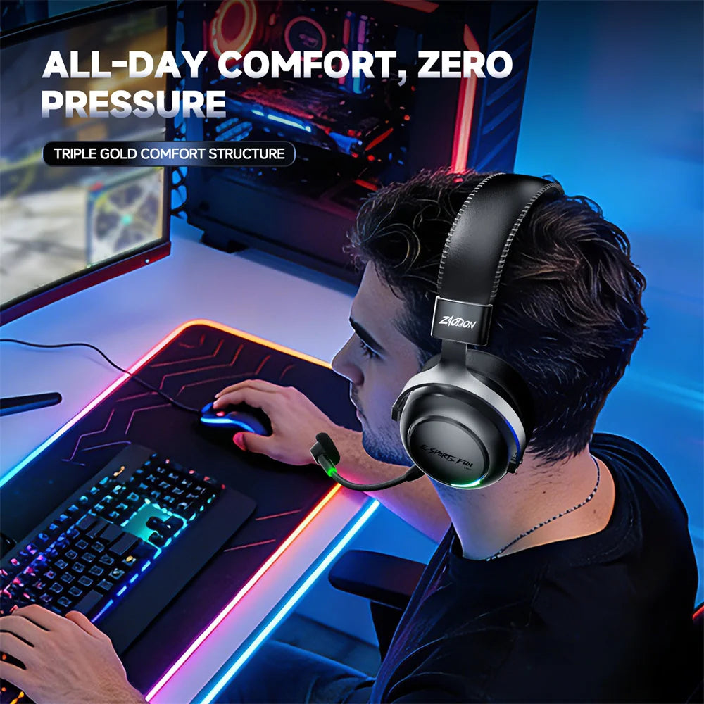 New Wireless Gaming Headphone,Bluetooth 6.0,53mm Titanium Drivers,7.1 Virtual Surround Sound,15ms Zero-Latency,for PC/PS5/Mobile