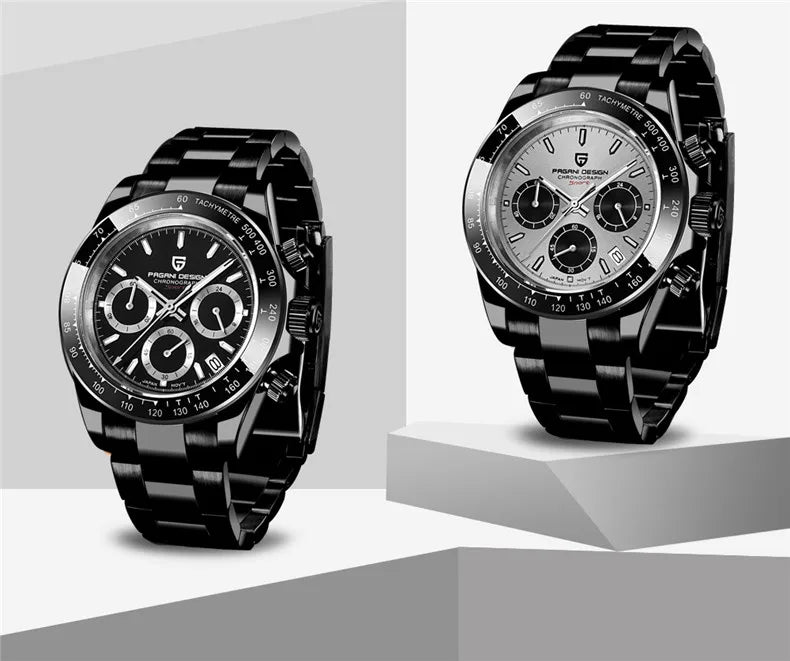 Montre-bracelet pour homme PAGANI DESIGN – Chronographe de luxe, mouvement à quartz MIYOTA VK63, verre saphir, étanche, style sportif