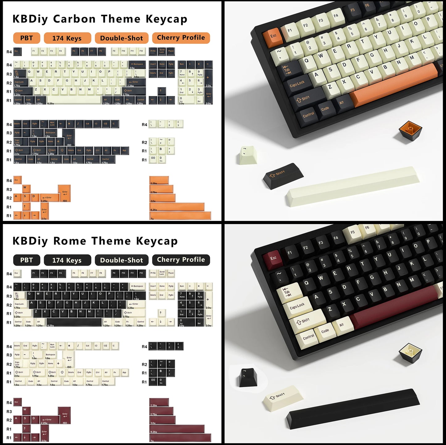 KBDiy 174 tasti/set keycap PBT GMK Apollo double shot minimalisti profilo ISO Cherry per tastiera meccanica da gaming compatibile MX