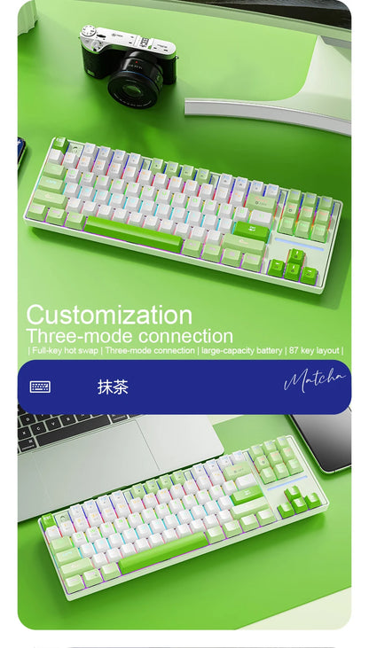 SMAILWOLF MK87 teclado mecânico sem fios Bluetooth para e-sports, com teclas completas, hot-swap e personalização