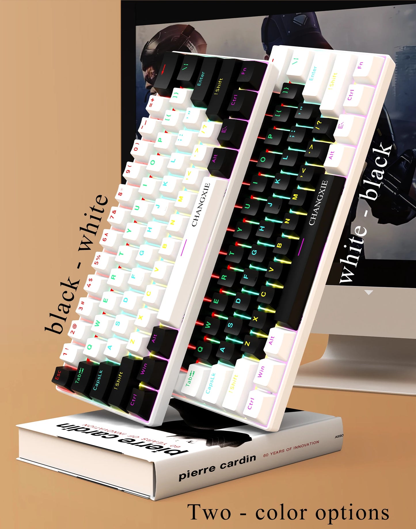 60% Compact Wired Mechanical Keyboard 61 Keys RGB Backlight Red Switch Ergonomic Small Portable for Office Computer Windows Tabl