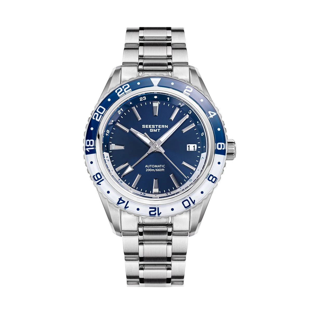 SEESTERN Men of Watch Office GMT Automatic NH34 Movement Sapphire Glass Bezel 20bar Waterproof Diver Mechanical Wristwatch S456