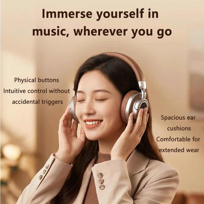 Casque Bluetooth Lenovo rétro, supra-auriculaire, avec boutons physiques, casque sans fil, coussinets d'oreille spacieux, écouteurs stéréo pour les trajets quotidiens.