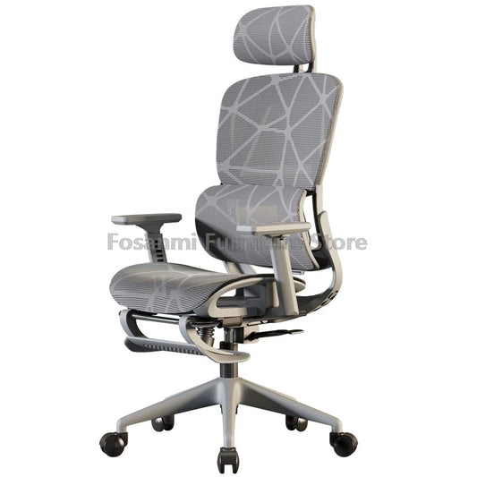 Ergonomski pisarniški stol iz mrežastega materiala s podporo za ledveno območje, nastavljivimi nasloni za roke, naslonom za glavo, igralni stol, zračen računalniški stol za dom in pisarno
