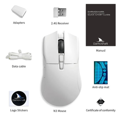 Motospeed Darmoshark N3 Pro Bluetooth brezžična gaming miška, dvojni 8K, tri-mode, polnilna, PAW3395, 64g, ergonomska miška za gamerje