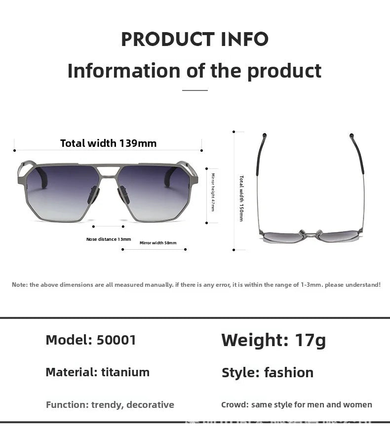 Pure Titanium Sunglasses Men Vintage Square Polarized Sun Glasses for men Women 2026 New Retro driving Mirrored UV400 Shades