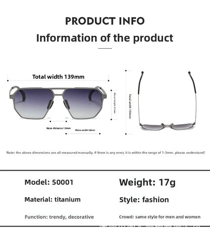 Pure Titanium Sunglasses Men Vintage Square Polarized Sun Glasses for men Women 2026 New Retro driving Mirrored UV400 Shades
