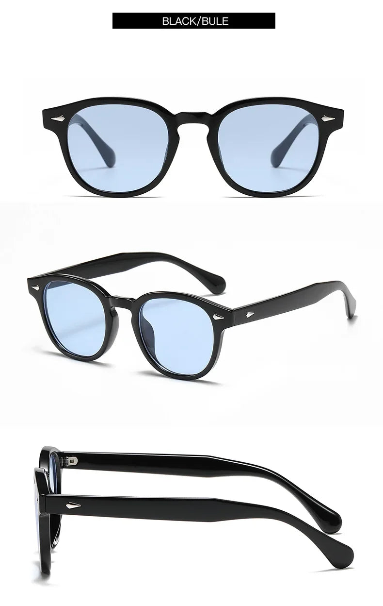 JNPCXI New Retro Round Sunglasses Women Yellow Fashion Rivets Decoration Shades UV400 Men Punk Sun Glasses