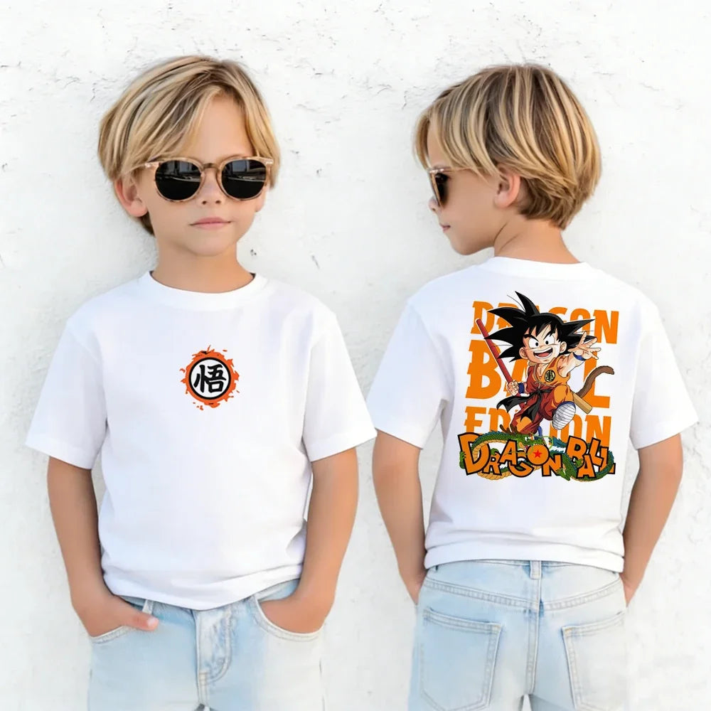 Anime Dragon Ball Cosplay T-Shirt Cotton Short Sleeve Tops Casual Loose Retro T-Shirt Men Women Family Matching Summer Outfits