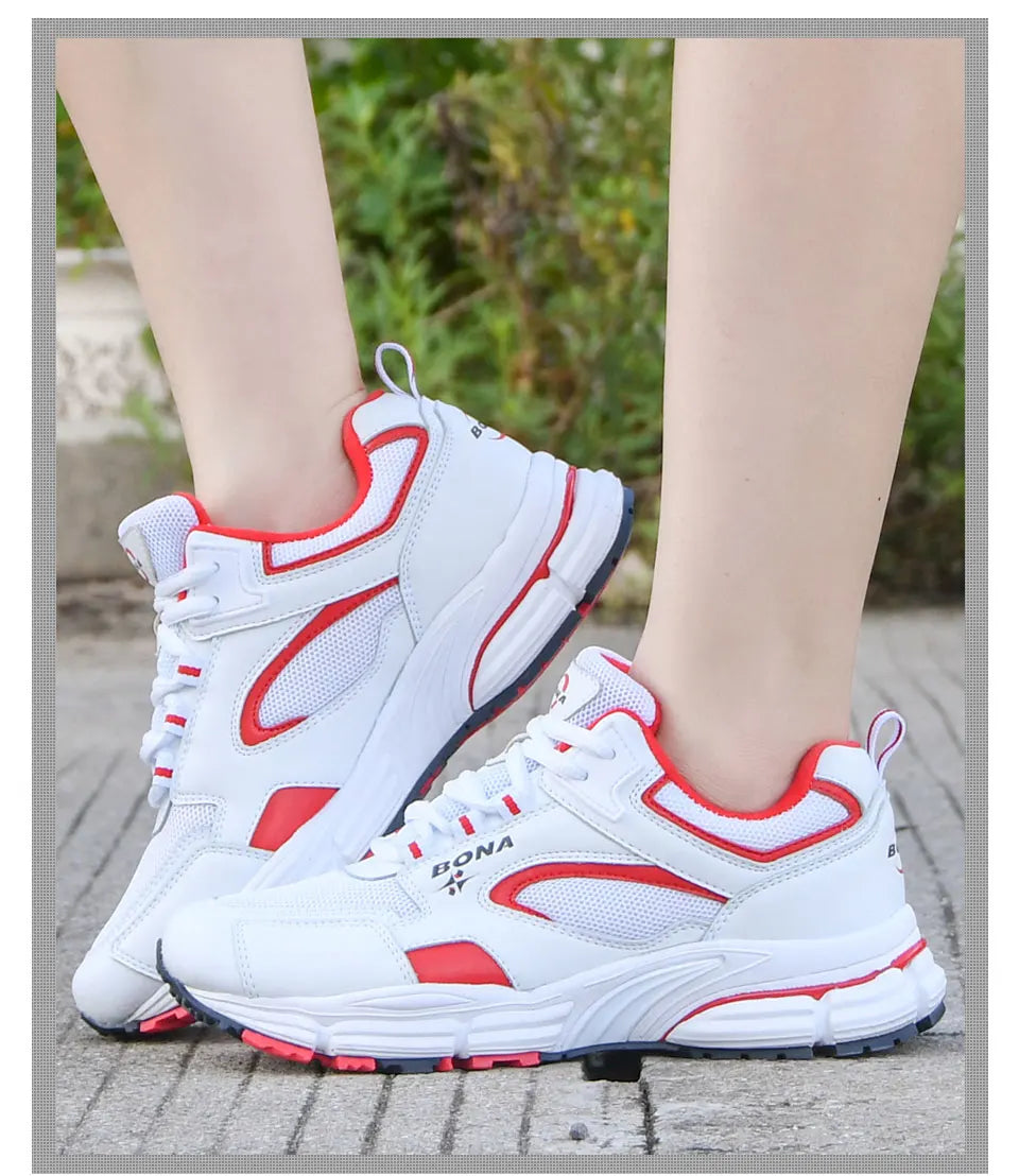 BONA  New Designers Running Shoes Breathable Outdoor Sports Shoes Women Lightweight Sneakers Ladies Comfort Athletic Shoes