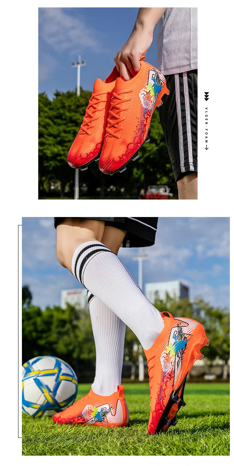 Novas Chuteiras de Futebol para Homem, Chuteiras de Futebol FG Antiderrapantes para Treino, Chuteiras de Futebol com Pitões Longos para Jogo, Ultraleves, Exterior, Dropshipping