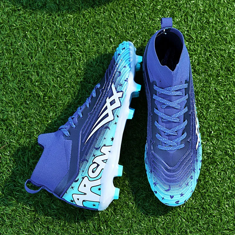 Chaussures de football pour hommes et femmes, chaussures de sport à crampons longs, idéales pour les étudiants, les matchs et l'entraînement.