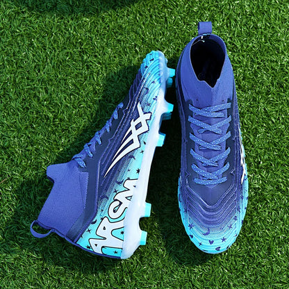 Chaussures de football pour hommes et femmes, chaussures de sport à crampons longs, idéales pour les étudiants, les matchs et l'entraînement.