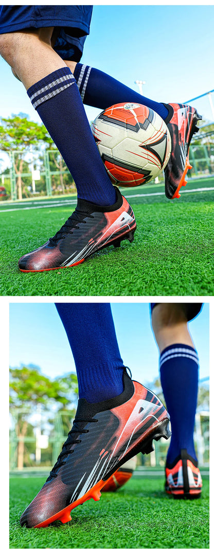 New Men's Football Boots FG Non-Slip Long Spikes Soccer Shoes Training Shoes Soccer Cleats Ultralight Outdoor Drop Shipping