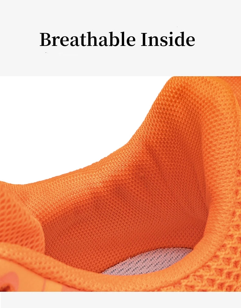Fashion Platform Men's Running Shoes Trendy Casual Knit Breathable Orange Sneakers Men Outdoor Sports Non-Slip Jogging Shoes Men