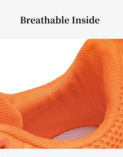 Fashion Platform Men's Running Shoes Trendy Casual Knit Breathable Orange Sneakers Men Outdoor Sports Non-Slip Jogging Shoes Men