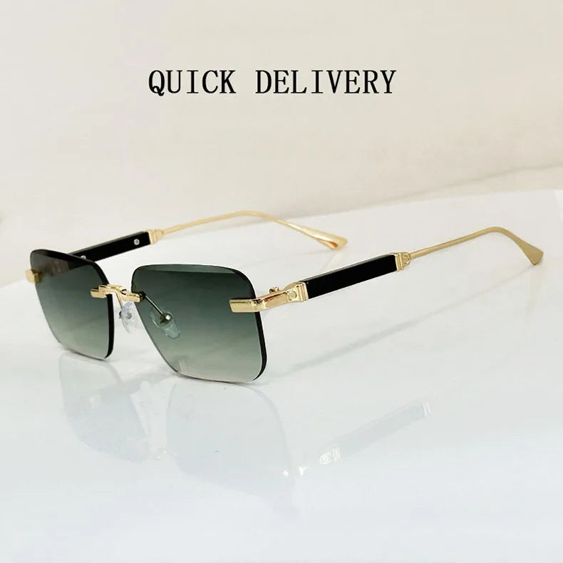 New 2024 Square Sunglasses Women Trendy Vintage Designer Rimless Sunglasses For Men Vacation Fashion Glasses Lentes De Sol Mujer