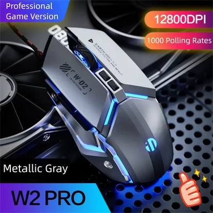 Inphic W2 2nd Generation USB Wired Gaming Mouse Silent Click Metal Style 6-key Macro Programming 8800DPI