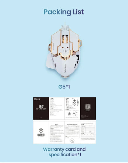 G5 Mechanical E-sports Wired Mouse, RGB 9 Button Macro Programming Gaming Mute Mouse, 12800 DPI for Desktop Computer Laptop