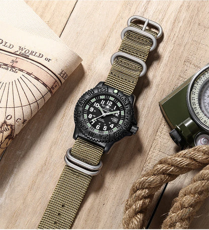 ADDIESDIVE Men’s Luxury Military Sport Quartz Watch  Luminous Dial, Rotating Bezel, Nylon Strap & 50M Water Resistant