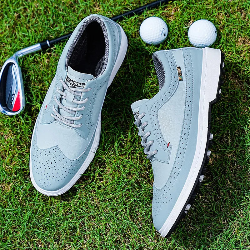 Scarpe da golf professionali da uomo in pelle di alta qualità, traspiranti, scarpe sportive per competizioni e allenamenti di golf, taglie forti 39-47#