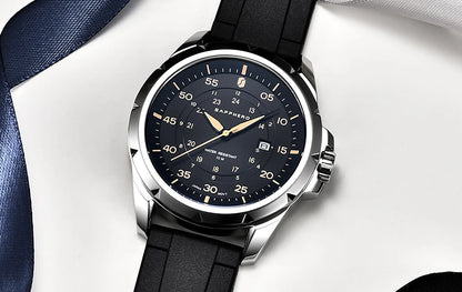 Montre pour homme SAPPHERO – Montre à quartz de luxe, étanche jusqu'à 50 m, équipée d'un mécanisme importé et d'un boîtier en acier inoxydable – Une idée cadeau idéale pour homme.