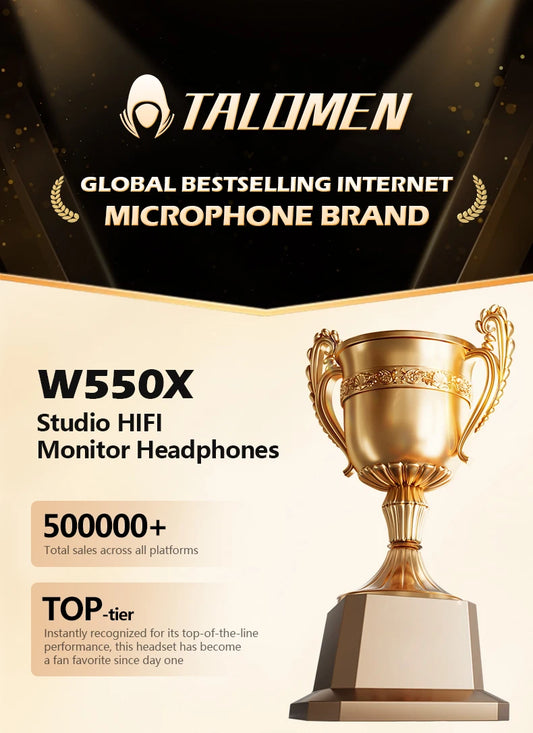 TALOMEN W550x Studio slušalke – profesionalne žične DJ-slušalke z 50-milimetrskimi gonilniki in snemljivim kablom