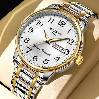 Montre de luxe pour femme, montre à quartz, montre-bracelet numérique, étanche, avec calendrier et affichage lumineux ; style mode et professionnel, convient aussi aux hommes.