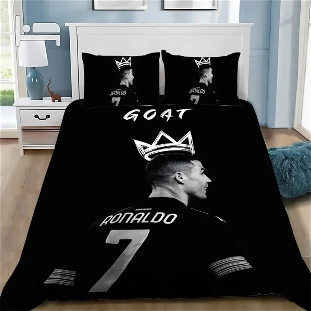 3D navlaka za poplun Football CR7, mekani set posteljine s navlakom za poplun i 1/2 jastučnice, za djecu i odrasle, od mikrovlakana