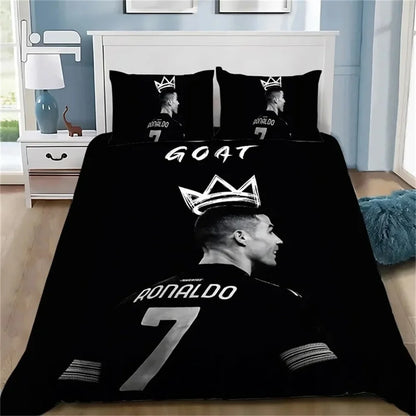 3D navlaka za poplun Football CR7, mekani set posteljine s navlakom za poplun i 1/2 jastučnice, za djecu i odrasle, od mikrovlakana