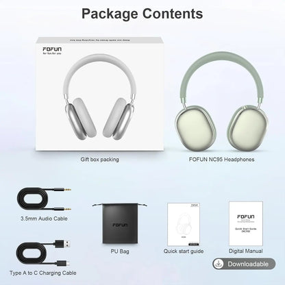 Hybrid Active Noise Cancelling Headphones with Knob Control 65H Playtime Over Ear Headphones Wireless Bluetooth 6.0 Hi-Res Audio