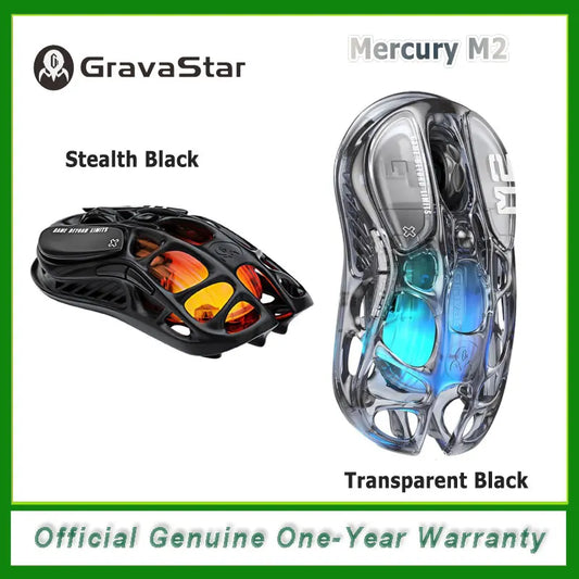 GravaStar Mercury M2 Wireless Gaming Mouse with 26,000 DPI, PAW3395DM Sensor -79g Lightweight Hollowed-Out Design -5 Programmabl