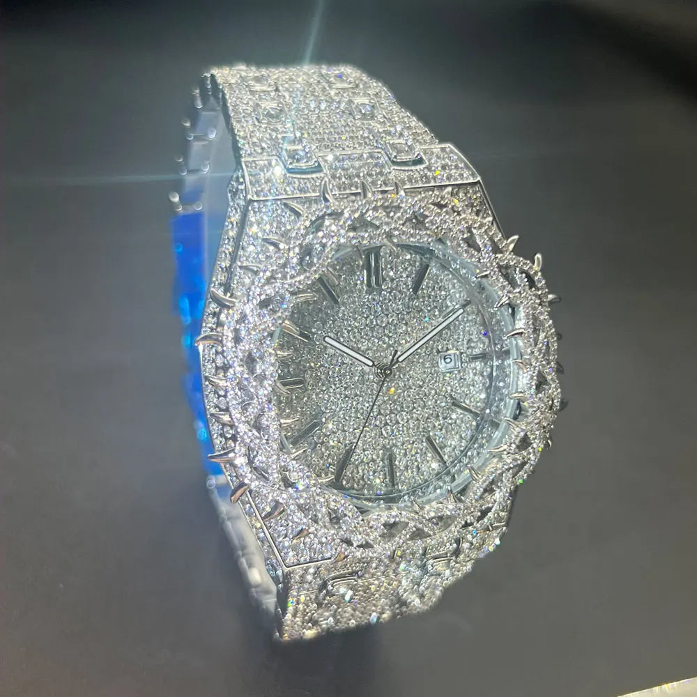New Luxury Watch For Men Brand MISSFOX Hip Hop Lced Out Diamond Watches Fashion Hollow Out Quartz Clock 2026 Man Dropshipping