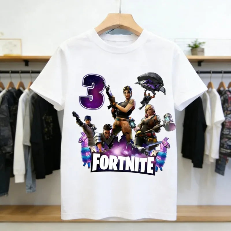 Fortnites dječje majice s brojem za rođendane za djevojčice i dječake, ljetna odjeća, pamučne majice za bebe, kratke majice za zabave, kratkih rukava, poklon za malu djecu