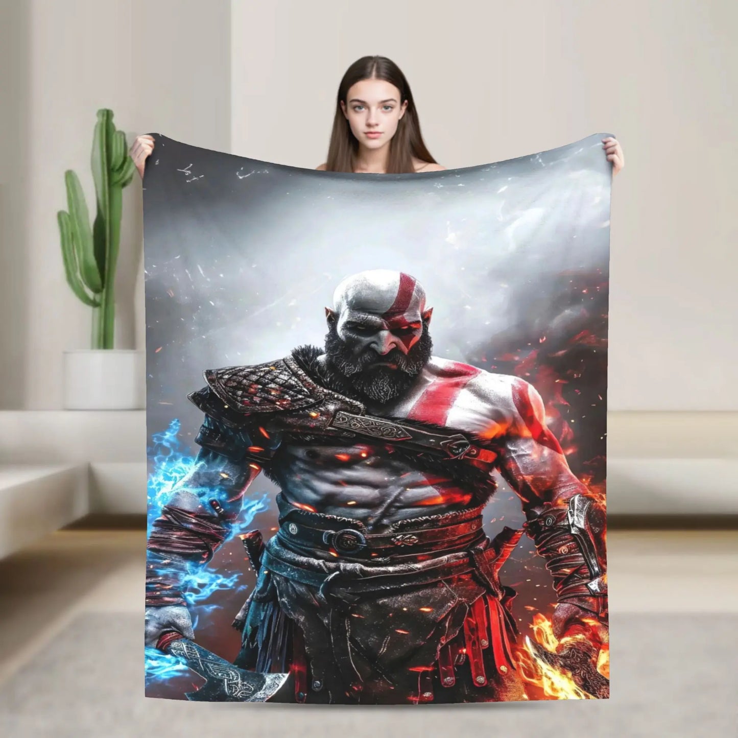 God of War Game Gamers Kratos Blanket Quality Super Soft  Throw Blanket Spring Decorative Couch Chair Sofa Bed Pattern Bedspread