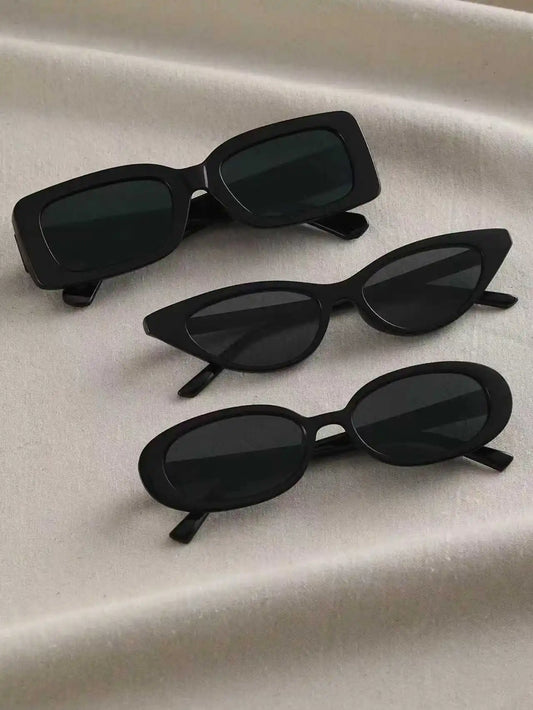 3Pcs Classic Retro Fashion Cat Eye&Round&Square Plastic Frame Fashion Sunglasses Unisex Sunglasses for Outdoor Use,Party