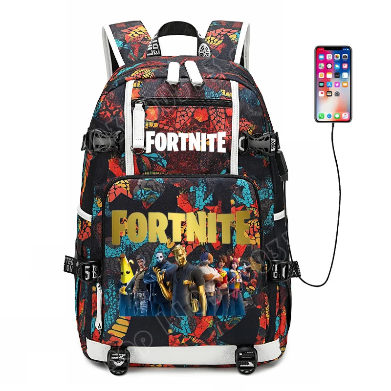 Mochila escolar Fortnite con estampado del juego para estudiantes, niños y niñas, gran capacidad, impermeable, ligera y resistente, regalo de cumpleaños