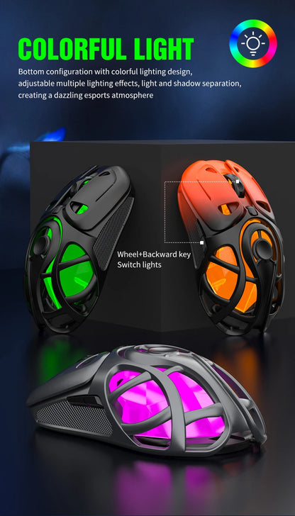 X10 Tri-Mode Gaming Mouse Wireless Mouse 10000 DPI 1000Hz Return Rate Bluetooth Mouse RGB Rechargeable Mouse BT/2.4G/Wired Mice