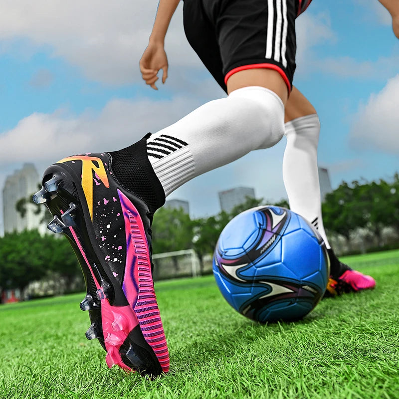 Nouvelles chaussures de football pour hommes, chaussures de sport, chaussures de futsal à cheville haute, chaussures de football de haute qualité, antidérapantes pour intérieur et extérieur, ultralégères, antidérapant