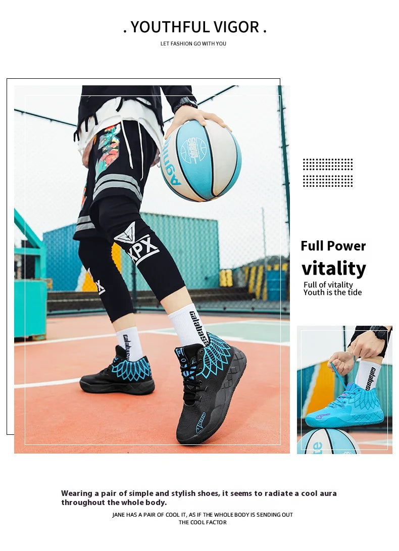 Three-ball generation Lamelo Ball basketball shoes Yin-yang high-top practical youth student basketball shoes men's sports shoes