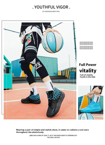 Three-ball generation Lamelo Ball basketball shoes Yin-yang high-top practical youth student basketball shoes men's sports shoes