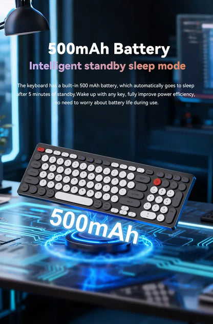 98-Key Ultra-Thin Silent Keyboard with Scissor-Switch, Tri-Mode BT/2.4G/Type-C Connectivity&Ergonomic Design For Typing
