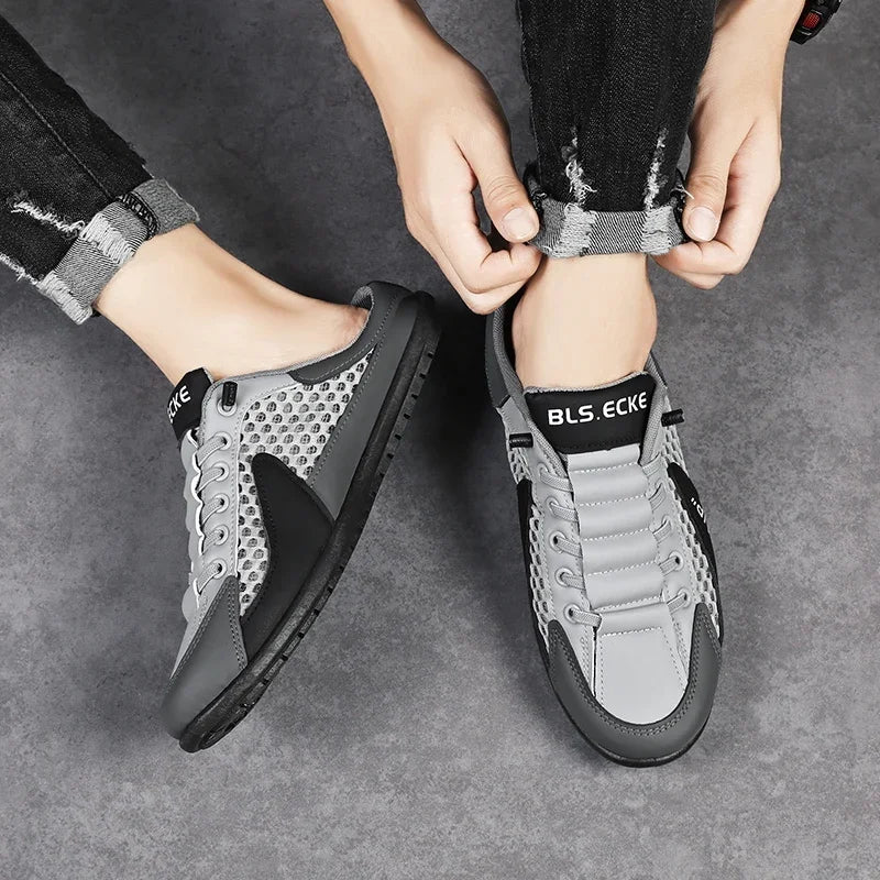 Chaussons mi-ouverts à semelle souple pour hommes, chaussures décontractées tendance d'été, baskets à semelle souple, Zapatos De Hombre, grande taille 48