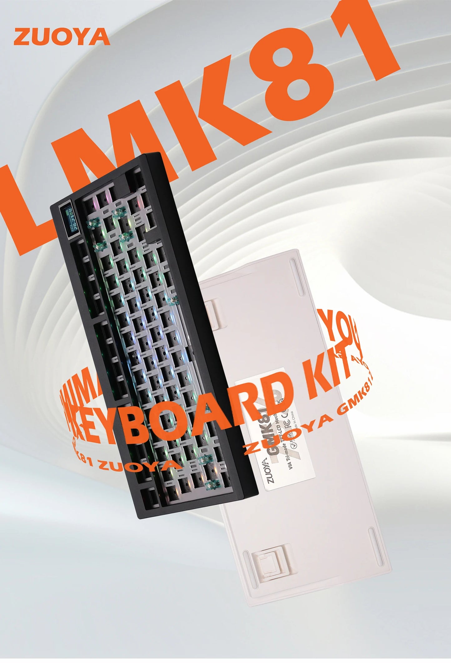 ZUOYA GMK81 Mechanical Keyboard Kit Hot-swappable Bluetooth 2.4G Wireless RGB Backlit Gasket Structure Support for