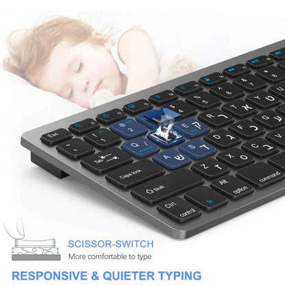Ultra Slim Hebrew Bluetooth & 2.4G Dual Mode Keyboard Israel Wireless Keyboard Low noise for iOS iPad Android Tablets Windows