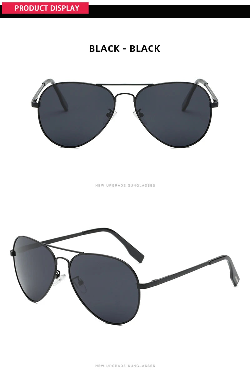 Classic Big Pilot Polarized Sunglasses Men Luxury Metal Black Aviation Sun Glasses Male Fashion Driving Vacation Shades UV400