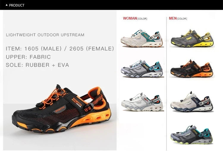 HUMTTO Summer Wading Hiking Shoes for Men Outdoor Men Sneakers Breathable Quick Drying Sports Trekking Beach Barefoot Men's Shoes